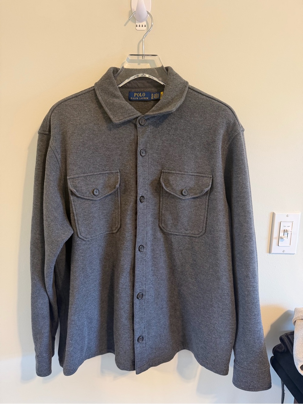 Polo Ralph Lauren Men’s XL Gray Brushed Fleece Shirt Jacket Overshirt Shacket